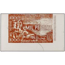 Prueba de anverso 1.000 Pessetes. (10 Agost 1950). GENERALITAT DE CATALUNYA. Billete no emitido. Pru
