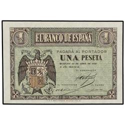 1 Peseta. 30 Abril 1938. Serie I. (Ligera doblez en esquina). Ed-D29a. SC.