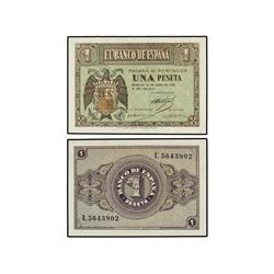 Lote 2 billetes 1 Peseta. 30 Abril 1938. Serie L. Pareja correlativa. (Uno, arruguita). Ed-D29a. SC.