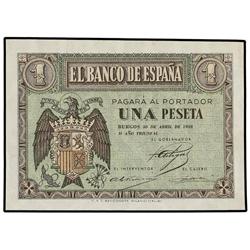 1 Peseta. 30 Abril 1938. Serie M. (Leves dobleces en esquinas). Ed-D29a. SC-.