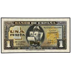 1 Peseta. 4 Septiembre 1940. Carabela. Serie A. (Arrugas). Ed-D43a. SC.