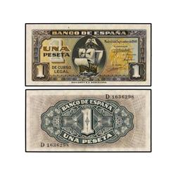 Lote 2 billetes 1 Peseta. 4 Septiembre 1940. Carabela. Serie D. Pareja correlativa. Ed-D43a. SC.