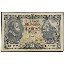 25 Pesetas. 9 Enero 1940. Herrera. Serie D. (Sucio). Ed-D37a. MBC.