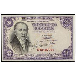 25 Pesetas. 19 Febrero 1946. Flórez Estrada. Serie E. Ed-D51a. SC.