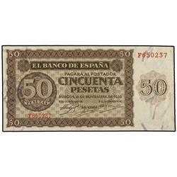 50 Pesetas. 21 Noviembre 1936. Serie F. Ed-D21a. (MBC+).