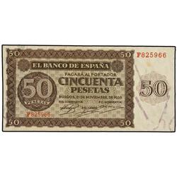 50 Pesetas. 21 Noviembre 1936. Serie F. (Manchita). Ed-D21a. MBC.