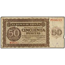 50 Pesetas. 21 Noviembre 1936. Serie P. Ed-D21a. MBC.