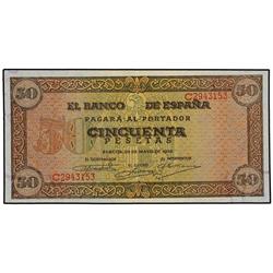 50 Pesetas. 20 Mayo 1938. Castillo de Olite. Serie C. Ed-D32a. EBC.