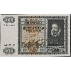 500 Pesetas. 9 Enero 1940. Juan de Austria. (Adelgazamiento del papel en esquina superior izquierda)