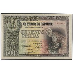 500 Pesetas. 21 Octubre 1940. El entierro del Conde Orgaz. Ed-D45. EBC-.