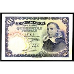 500 Pesetas. 19 Febrero 1946. Francisco Vitoria. Apresto original. (Dos pequeños pliegues). Ed-D53.