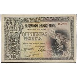 500 Pesetas. 21 Octubre 1940. Entierro del Conde de Orgaz. Sin pliegue central pero sin apresto orig
