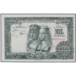 1.000 Pesetas. 29 Noviembre 1957. Reyes Católicos. Serie 1T. (Leves arrugas). Ed-D70a. SC-.