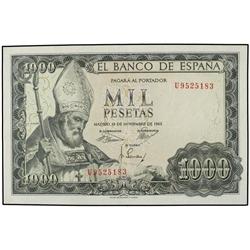 1.000 Pesetas. 19 Noviembre 1965. San Isidoro. Serie U. (Pequeñas roturas). Ed-D72a. EBC-.