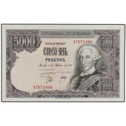5.000 Pesetas. 6 Febrero 1976. Carlos III. Seria A. Ed-E1a. MBC+.