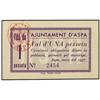Image 1 : 1 Pesseta. Març 1937. Aj. d´ASPA. Sello tampón rojo ovalado en anverso. AT-244b; T-304b. EBC+.