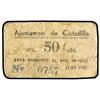Image 1 : 50 Cèntims. Juny 1937. Aj. de CIUTADILLA. Cartón. MUY ESCASO. AT-832a ;T-966a. MBC-.
