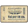 Image 1 : 10 Cèntims. S/F. Aj. de LA FLORESTA. Cartón. (Sucio). MUY RARO. AT-1027 ;T-1197. MBC+.
