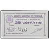 Image 1 : 25 Cèntims. Emissió 1937. C.M. de FREGINALS. (Señal  óxido de clip en reverso). MUY RARO. AT-1056 ;T