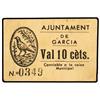 Image 1 : 10 Cèntims. S/F. Aj. de GARCIA. Cartón. MUY RARO. AT-1090 b. ; T-1266 b. EBC.