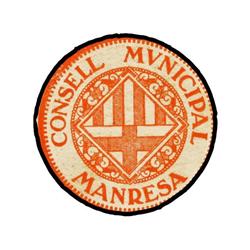 Lote 2 billetes 10 y 15 Cèntims. S/F. C.M. de MANRESA. Cartulina redonda. (Uno pequeñas manchitas).