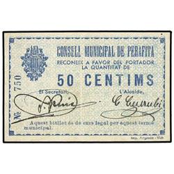 1 Pesseta. S/F. C.M. de PERAFITA. ESCASO. AT-1804; T-2088. EBC-.