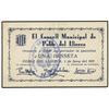 Image 1 : 1 Pesseta. 1 Juny 1937. C.M. de POBLE DEL LLIERCA. Sello tampón azul. AT-1931a; T-2227a. MBC+.