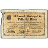Image 1 : 50 Cèntims. 1 Juny 1937. C.M. de POBLE DE LLIERCA. (Roturas. Pliegue central reparado). AT-1932; T-2