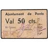 Image 1 : 50 Cèntims. S/F. Aj. de PONTS. MUY RARO. AT-1958; T-2256. MBC.