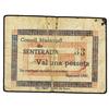 Image 1 : 1 Pesseta. Emissió 1937. C.M. de SENTERADA. (Dos manchas de tinta en reverso). MUY ESCASO. AT-2333 f