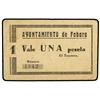 Image 1 : 1 Peseta. S/F. Ay. de FABARA (Zaragoza). (Manchita en reverso). MUY ESCASO. Mont-627/C,. MBC.