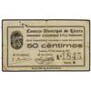 Image 1 : 50 Céntimos. 1 Junio 1937. C.M. de LÉCERA (Zaragoza). (Roturas). Mont-815e. MBC-.
