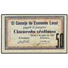 Image 1 : 50 Céntimos. 1 Julio de 1937. EL CONSEJO  DE ECONOMIA LOCAL ELCHE. Mont-600/B. EBC.