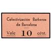 Image 1 : 10 Céntimos. S/F. COLECTIVIZACION BARBEROS  BARCELONA. Cartón. ESCASO. L-1161. S/C.