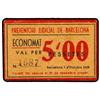 Image 1 : 5 Pessetes. 1 Octubre 1938. PREVENTORI JUDICIAL ECONOMAT. BARCELONA. Cartón. MUY RARO. L-1372. EBC-.