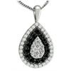 Drop shape black and white diamond pendant with 18 inch Rope Chain