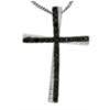 10 Karot While Gold cross pendant with black diamods with 18 inch Rope Chain