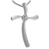Image 1 : 10 kt wg diamond accent cross pendant with knife edged metal effect with 18 inch Rope Chain
