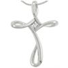 Image 1 : 10 Karat White Gold cross pendant with 2 baguette diamonds invisible setting