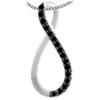 10K white gold with sparkling Black and White diamonds  with 18 inch Rope Chain