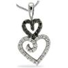 10K white gold heart Pendant with black sand white diamonds  with 18 inch Rope Chain