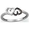 10K white gold Black and White diamond twin heart rings