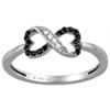 Image 1 : 10 Karat White Gold Ring with sparkling Black and White round diamonds