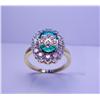 Image 1 : 18 Karat Gold Diamonds and Color Stone Ring. .980 Carat Diamonds 5.11 Grams Weight