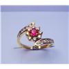 Image 1 : 18 Karat Gold Diamonds and Color Stone Ring  .63 Carat Diamonds 3.61 Grams Weight