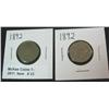 Image 1 : 23. (2) 1892 U.S. Liberty Nickels. Circ.