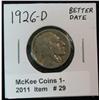 Image 1 : 29. 1926 D Better Date Buffalo Nickel.