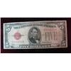 Image 1 : 136. Series 1928B $5 U.S. Note with Red Seal. VG