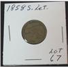 Image 1 : 180. 1858 SL Flying Eagle Cent. VG.