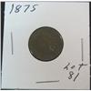 Image 1 : 194. 1875 Indian Head Cent. VG Some Corrosion on Rev.